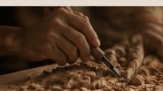 Master Artisan Hand-Chiseling Wood